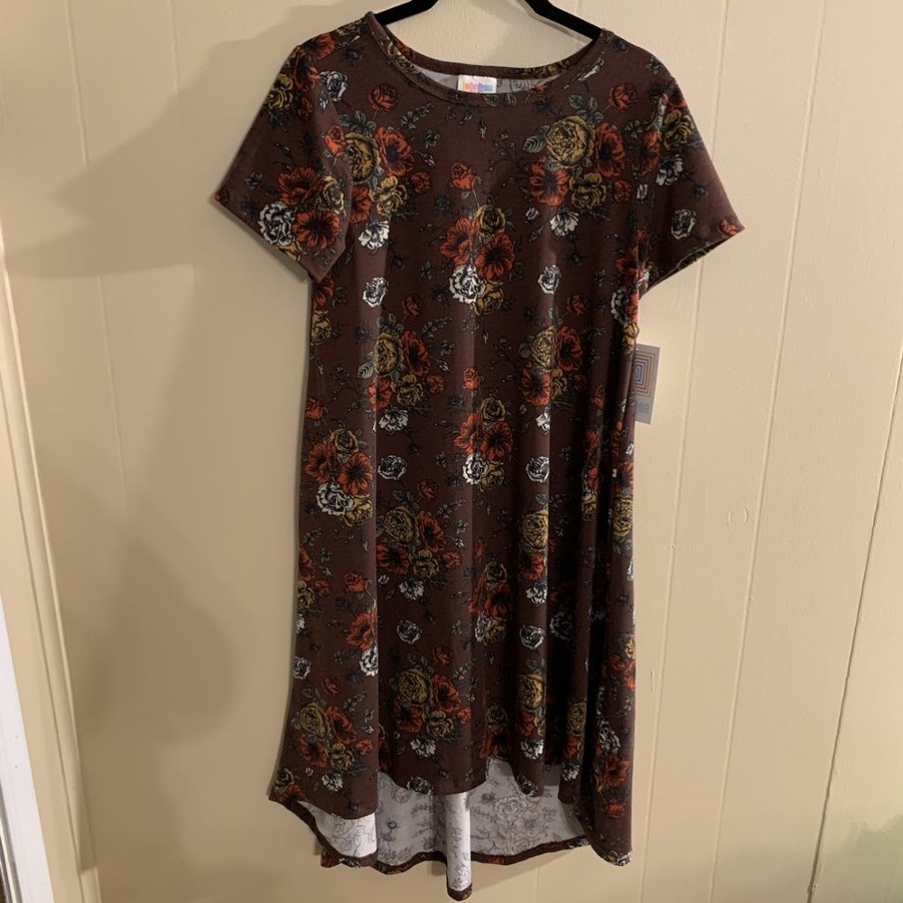 LuLaRoe Mitzi Oversized XS Tunic in Burgundy Fall Floral